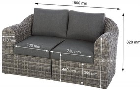 Deokork Ratanová lavica pre 2 osoby BORNEO LUXURY (sivá)