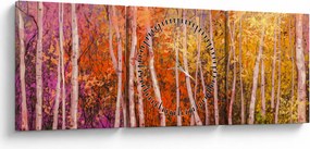 Obraz farebného lesa (s hodinami) (90x30 cm)