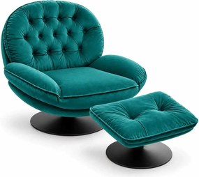 LuxuryForm DESIGN Otočné kreslo LUNA s podnožkou - zelené