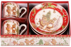 Darčeková súprava 2 vianočných šálok s podšálkami Perníčky 70 ml