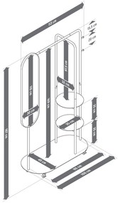 Štandardná vešiaková stena na kolieskach s veľkým zrkadlom