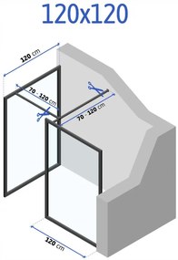 Rea - Bler sprchový kút 120x120cm, 8mm číre sklo, čierny profil, KOMPL-BLER120120