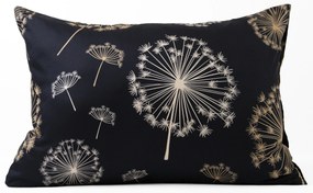 Saténová obliečka na vankúš 50 x 70 cm - Púpavy čierna