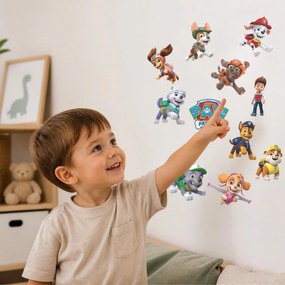 11 nálepiek 10x10cm • Paw Patrol - textilná nálepka na stenu