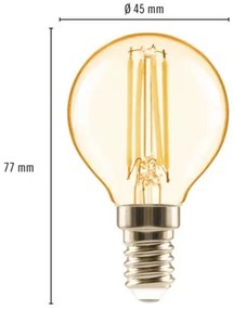 LED žiarovka FLAIR G45 E14 4W/33W 380lm 2000K amber