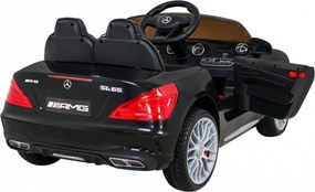Ramiz Mercedes Benz AMG SL65 S elektrický pre deti Čierna + diaľkové ovládanie + LED Audio + Eco koža + EVA + pomalý štart