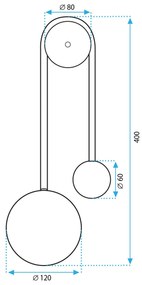 Toolight, LED nástenné svietidlo 50cm 5W 4000K 500lm APP1474-CW, zlatá lesklá-čierna matná, OSW-03604