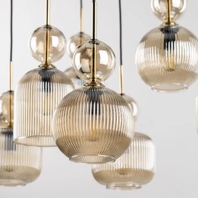 Luster na lanku SOPHIA 5xE14/10W/230V čierna/dýmová béžová