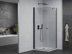 Mexen Pretoria, sprchovací kút 70 (dvere) x 70 (stena) cm, 6mm číre sklo, čierny profil + biela sprchová vanička, 852-070-070-70-00-4010B