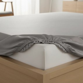 Kvalitex Saténové prestieradlo s gumou svetlosivá, 120 x 200 cm