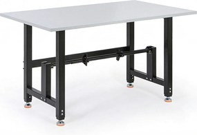 Výškovo nastaviteľný baliaci stôl PROFI, 1400 × 800 × 790–940 mm s držiakom role