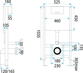 Rea Rea, Podomietkový WC systém K011A-Q + tlačidlo typ-T medená matná, KPL-E0053