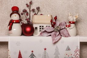 Vianočný behúň na stôl Stromčeky 150x40 cm, biely