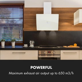 Klarstein Annabelle 60, digestor, 60 cm, nástenný, 595 m³/h, dotykový panel, sklo, biely
