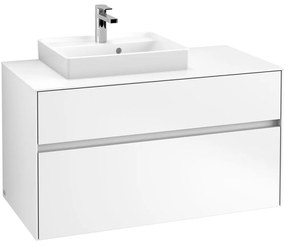 VILLEROY &amp; BOCH Collaro závesná skrinka pod umývadlo na dosku (umývadlo vľavo), 2 zásuvky, 1000 x 500 x 548 mm, White Matt, C01400MS