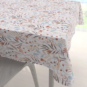 Biante Veľký dekoračný štvorcový obrus Leona LN-163 Jesenné vetvičky na bielom 150x150 cm