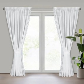 EUROFIRANY ZÁCLONA NA PÁSKE SUZAN, SADA 2KS 140X270 CM BIELA