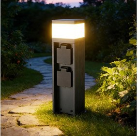 BRILAGI -Vonkajšie svietidlo s 2 zásuvkami SCHUKO PILLAR 1xG9/11W/230V IP44 antracitové