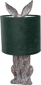 Šedá stolná lampa králik s tmavo zeleným tienidlom Rabbi - Ø 20*43 cm