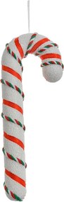 Červeno-biela vianočná ozdoba cukrová palička so stuhou - 10*3*26 cm