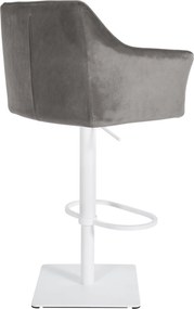 Barová stolička Damaso W - zamat, biely rám - Sivá