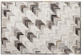 Kožený koberec 140 x 200 cm sivá/béžová ARSUZ Beliani