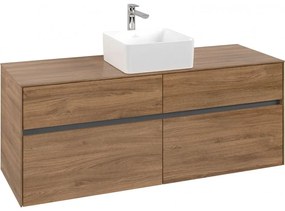 VILLEROY &amp; BOCH Collaro závesná skrinka pod umývadlo na dosku (umývadlo v strede), 4 zásuvky, 1400 x 500 x 548 mm, Oak Kansas, C04500RH