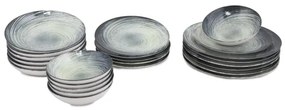 Jedálenská sada 24 ks zelená/čierna/porcelán