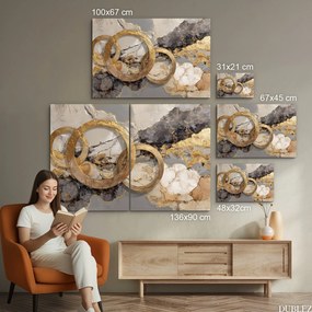 DUBLEZ | Luxusný abstraktný obraz - Zlaté prstence