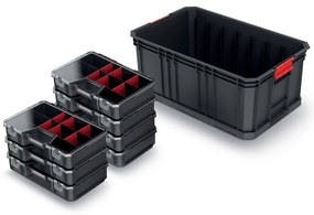 Prepravný box C, 52 × 32,9 × 21 cm, 7 organizérov, čierna
