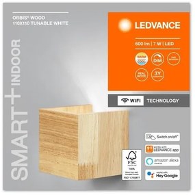 Ledvance - LED Stmievateľné nástenné svietidlo SMART+ WOOD LED/7W/230V Wi-Fi
