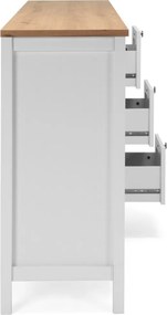 Široká úložná komoda Bergen, biela/dub artisan