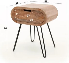 Nočný stolík 23-73 Barrel Drevo Mango  - Komfort-nábytok