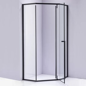 BPS-koupelny Päťuholníkový sprchovací kút BS07A 80x80 čierny/transparent + vanička SXL07A BL čierna