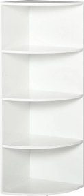 HOMCOM Knižnica do rohu s 4 poličkami 39,5x39,5x120cm Biela | Aosom