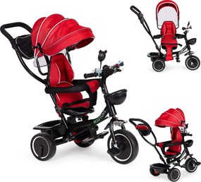 ECOTOYS trojkolka pre deti 1–4 roky, otočné sedadlo 360°, skladacia strieška, s rukoväťou
