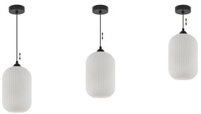 Závesné svietidlo Riffle 4, 1x biele sklenené tienidlo, b