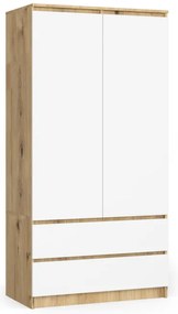 Skriňa S 90 cm 2D 2SZ CLP dub artisan / biela