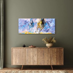 Obraz bežiacich koňov, olejomaľba (120x50 cm)