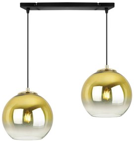 Závesné svietidlo Bergen Gold, 2x zlaté/transparentné sklenené tienidlo (fi 20cm)