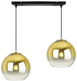 Závesné svietidlo Bergen Gold, 2x zlaté/transparentné sklenené tienidlo (fi 20cm)