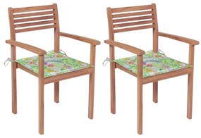 Záhradné stoličky 2 ks listové podložky teakový masív 3062274