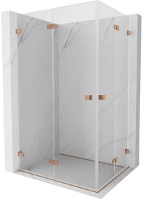 Mexen Lunar-F Duo, skladací sprchový kút 90 x 80 cm, 8mm číre sklo, profil medená matná, 836-090L-080P-65-00