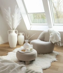 Béžová okrúhla stolička Teddy Bouclé Beige - Ø 52*28 cm