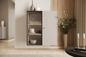 Závesná vitrína Lorini 100 cm - kašmírová / čierna úchytka T