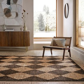 Hnedý/v prírodnej farbe ručne tkaný koberec s prímesou juty 120x170 cm Effie Diamond – Flair Rugs