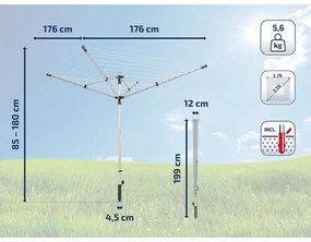 Vonkajší sušiak na bielizeň v striebornej farbe 50 m LinoLift 500 – LEIFHEIT