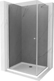 Mexen Pretoria, sprchovací kút 70 (dvere) x 110 (stena) cm, 6mm šedé sklo, chrómový profil + biela sprchová vanička, 852-070-110-01-40-4010