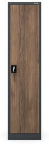Kovová spisová skriňa ALEX, 450 x 1850 x 400 mm, Eco Design: antracitová/ orech