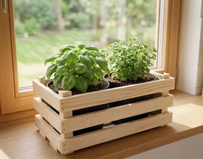 AMADEA Drevený obal s kvetináči, 32x17x15cm Český výrobok